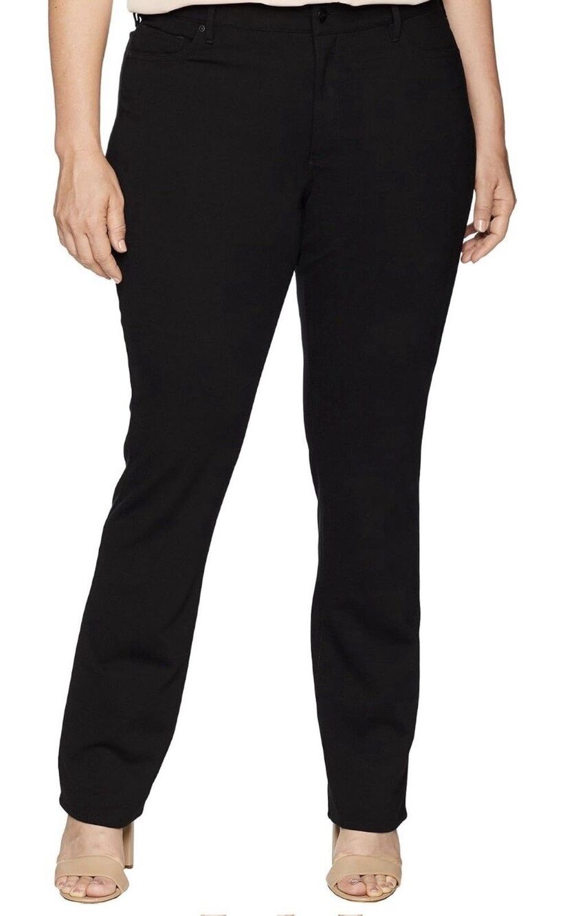 NYDJ Marilyn Straight Jeans Black Plus Sz 28 (Waist 50 inch) Academia Business